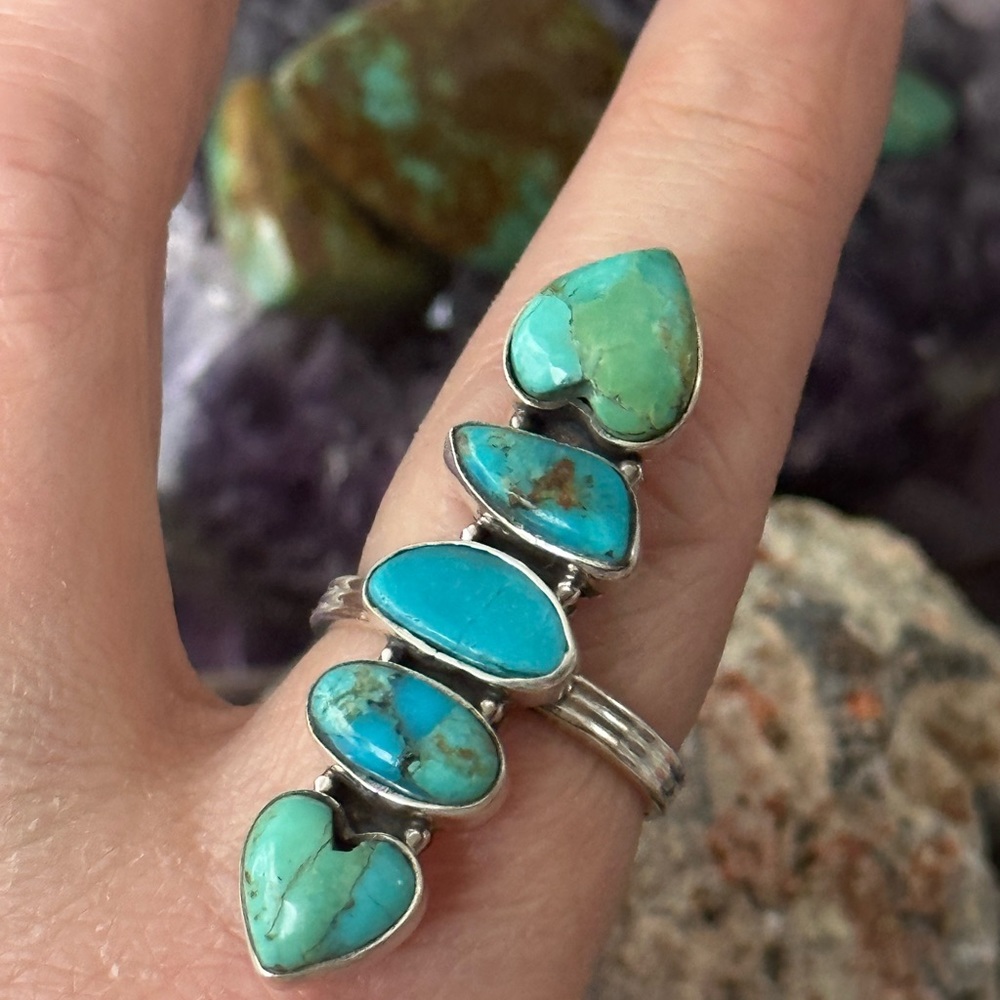 Sold ❤️ Turquoise 🩵 long sterling silver ring - Picture 7 of 8